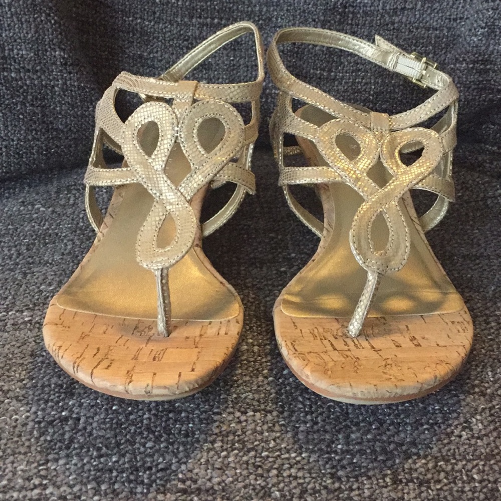 Gold Kelly & Katie low cork wedge